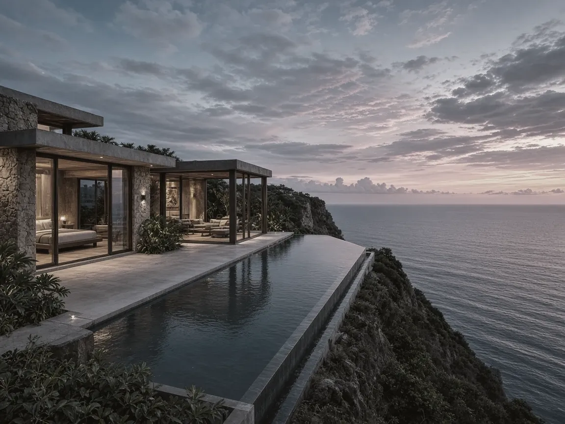 Two bedroom cliff villa with an infinity pool facing the ocean